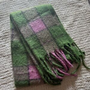 Green and Pink Plaid Scarf